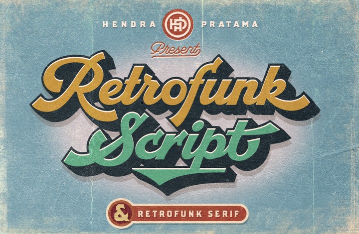Ejemplo de fuente Retrofunk Script Pro